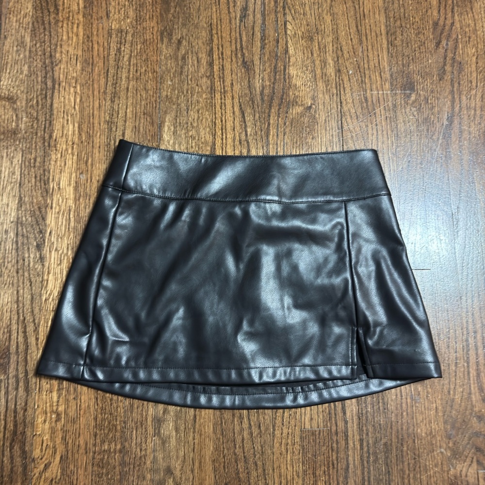 Garage Black Faux Leather Mini Skort
